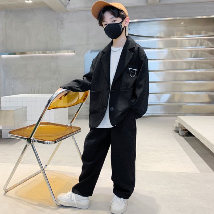 スーツ 男の子 2点セット 韓国ファッション 黒 フォーマル スーツ  