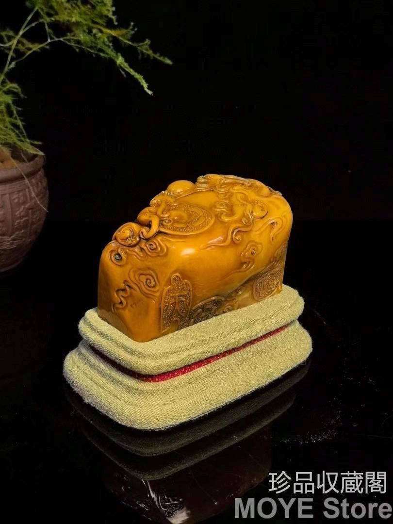中国古美術 旧蔵寿山石瑞獣献宝の印鑑