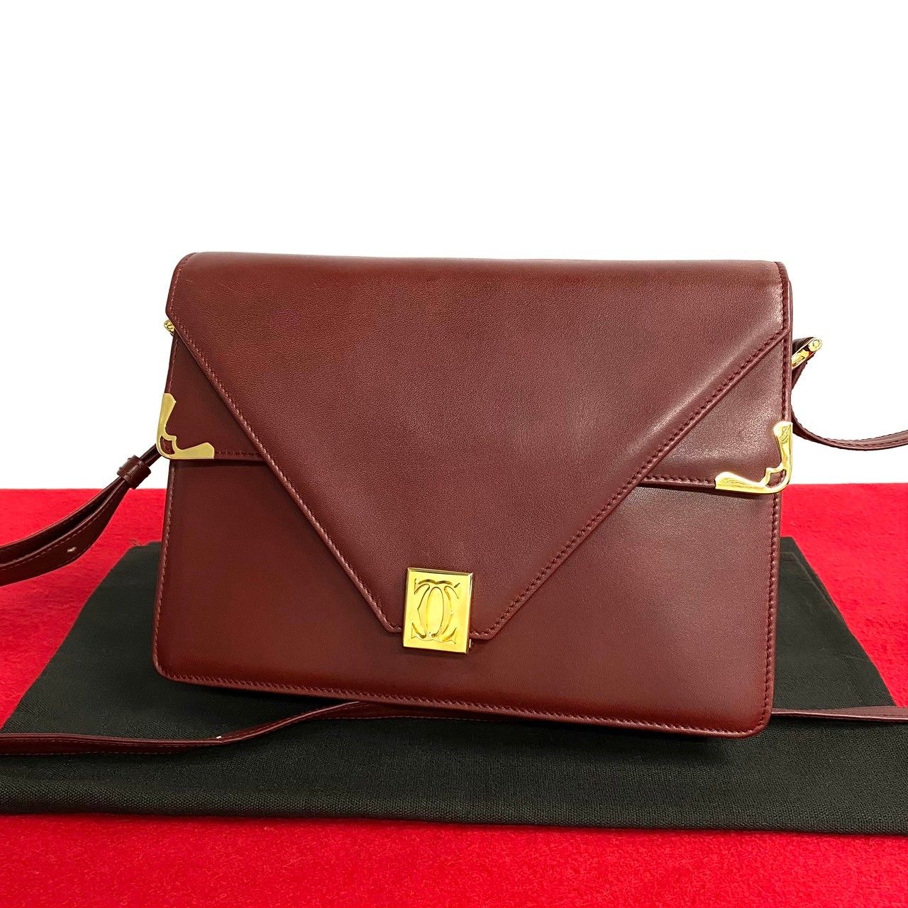 極 美品 袋付き CARTIER カルティエ マストライン ロゴ 金具 レザー 本