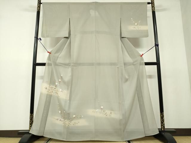 平和屋着物＊夏物 訪問着 絽 草花文 暈し染め 金銀彩 正絹 逸品  