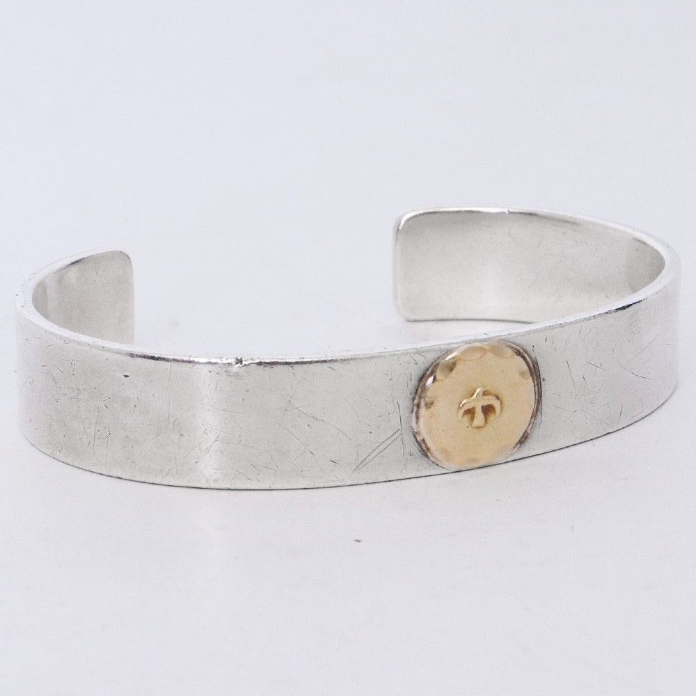 GORO'S OLD 金メタル付き平打ちブレスレット Sサイズ シルバー