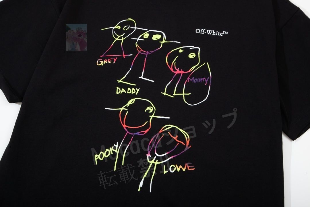 ストリートクールキャラクター人形プリント半袖Tシャツ男女同型
