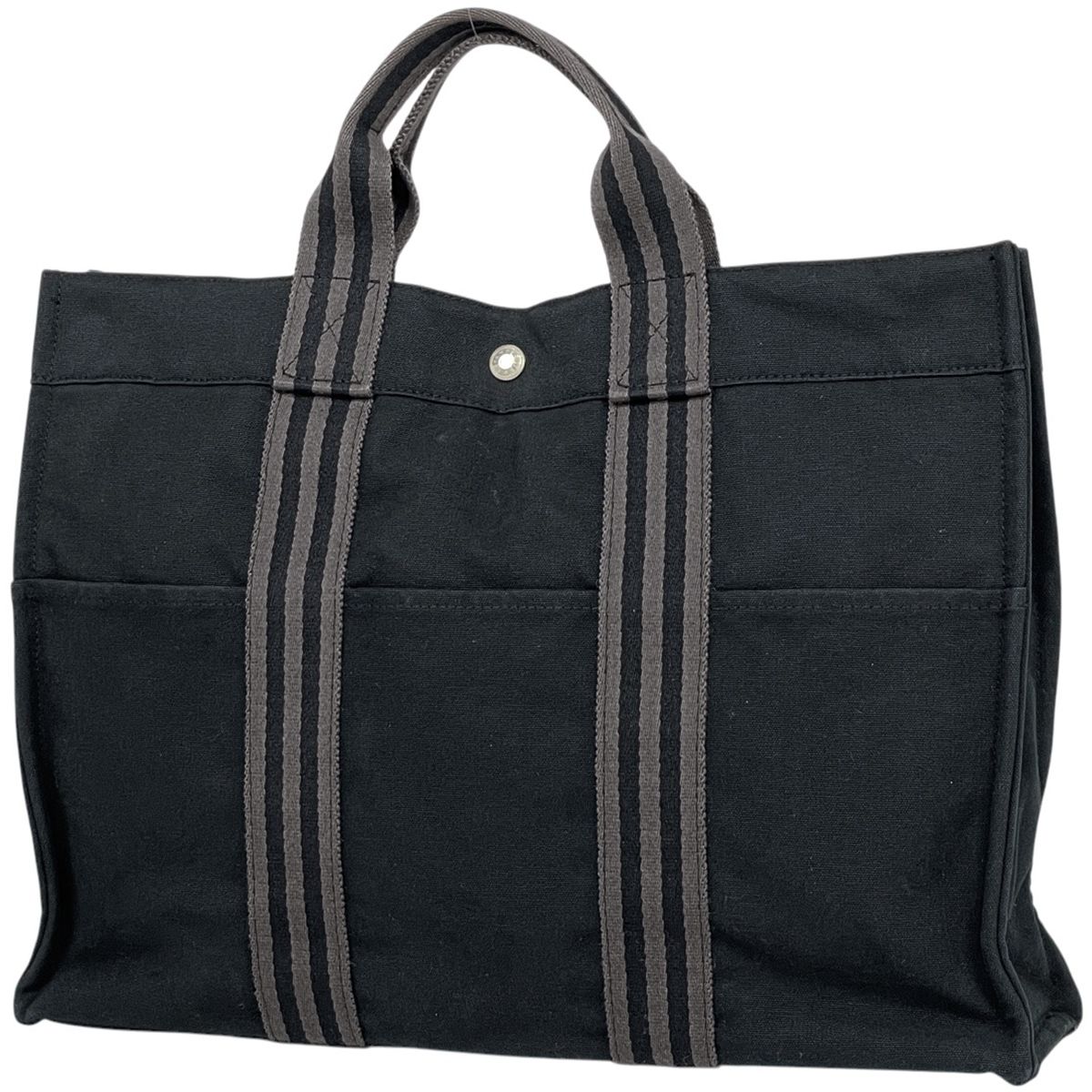 エルメス HERMES フールトゥ MM ハンドバッグ トートバッグ キャンバス ブラック レディース