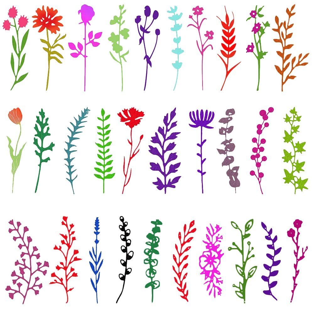 FineGood カード作成用フラワーダイカット 30個 ワイルドフラワー カッティングダイ DIY クラフトダイカッター エンボスステンシル カード作成用品