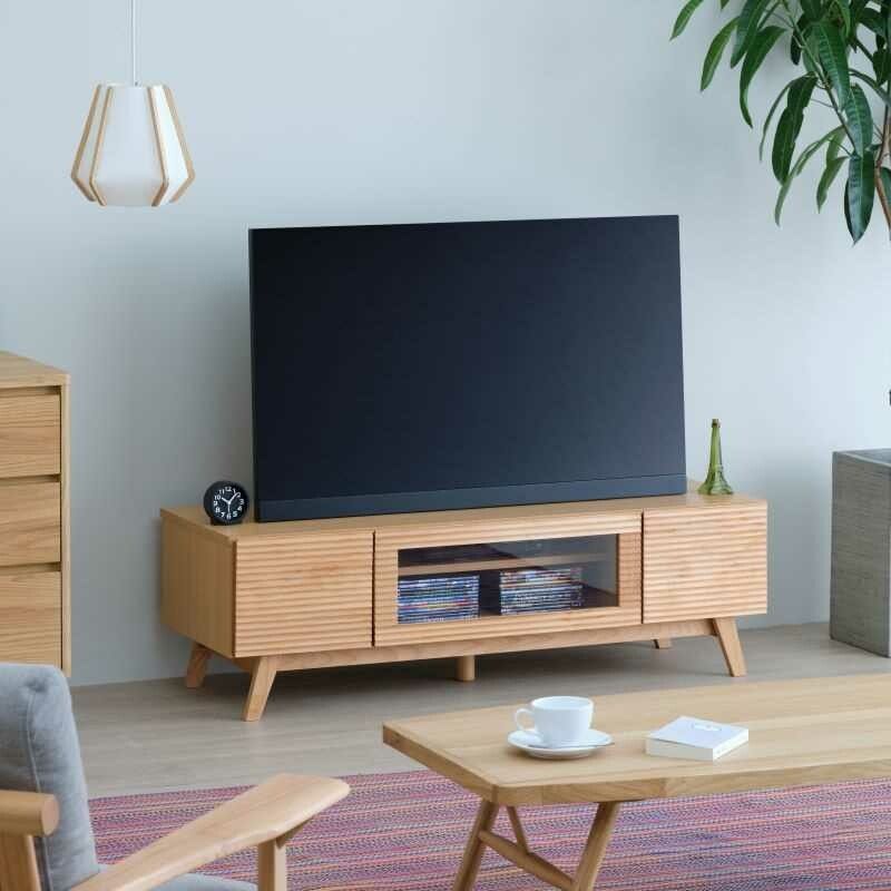 TVボード 無垢材 波打ちデザイン 幅120cm テレビ台 テレビボード 天然木 1人暮らし ワンルーム 姫系