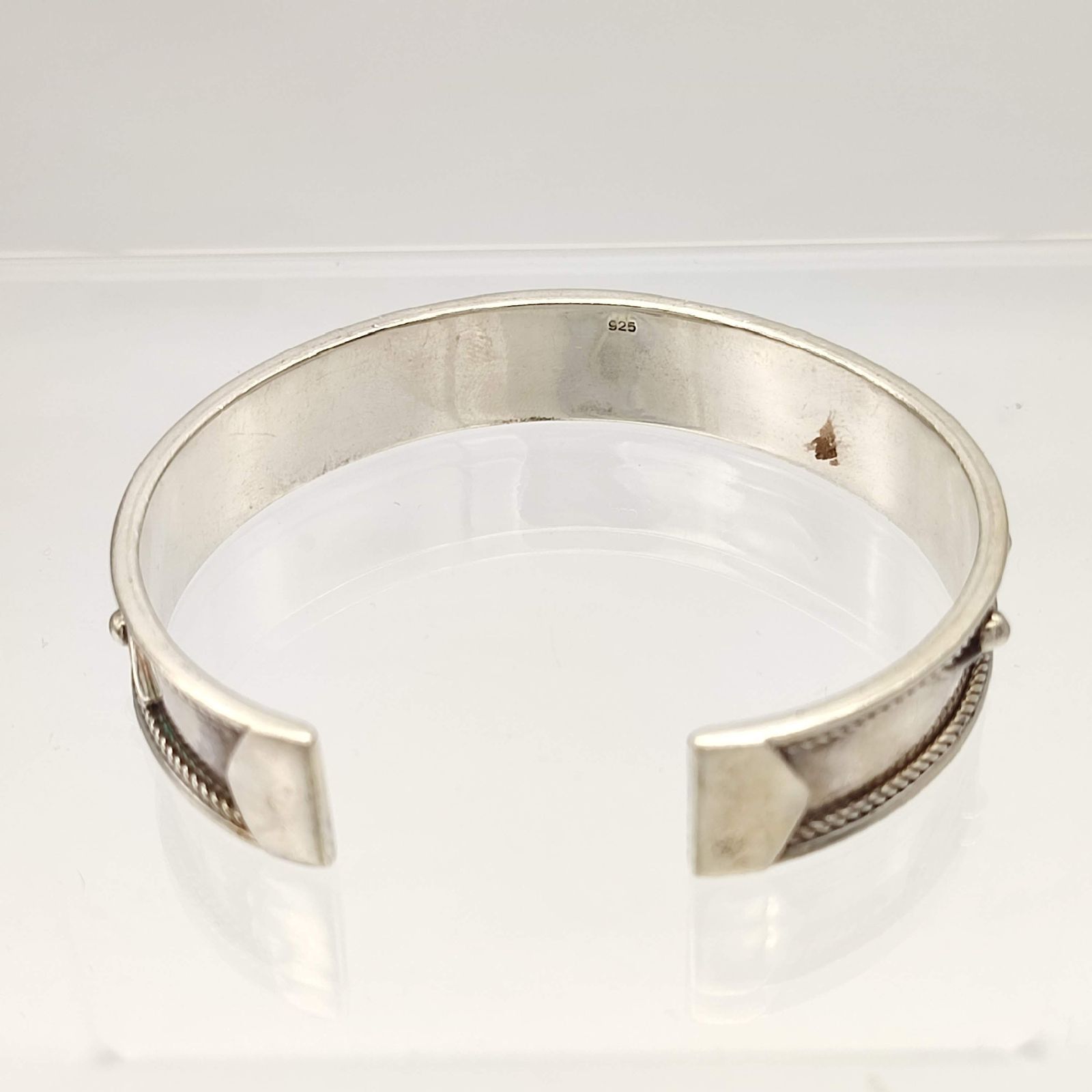 シルバーバングル　フェザー柄　ハンドメイド シルバーバングル フェザー柄 ハンドメイド フェザー