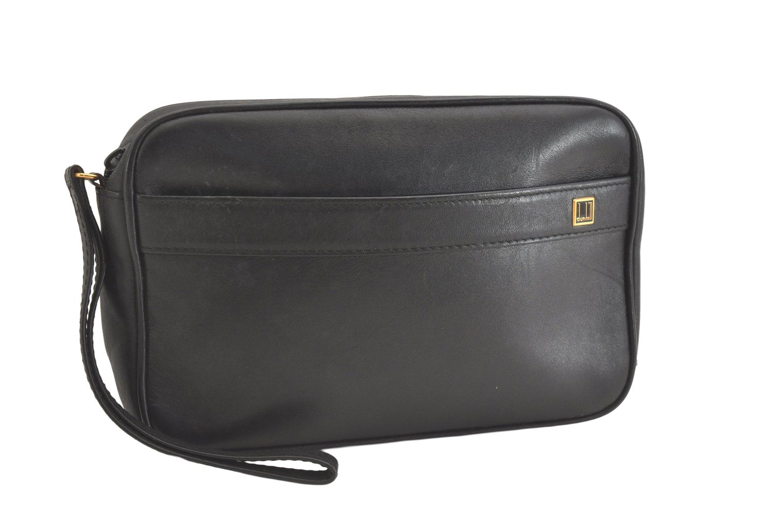 Dunhill ダンヒル ヴィンテージ クラッチハンドバッグ 財布 レザー ブラック 2472N