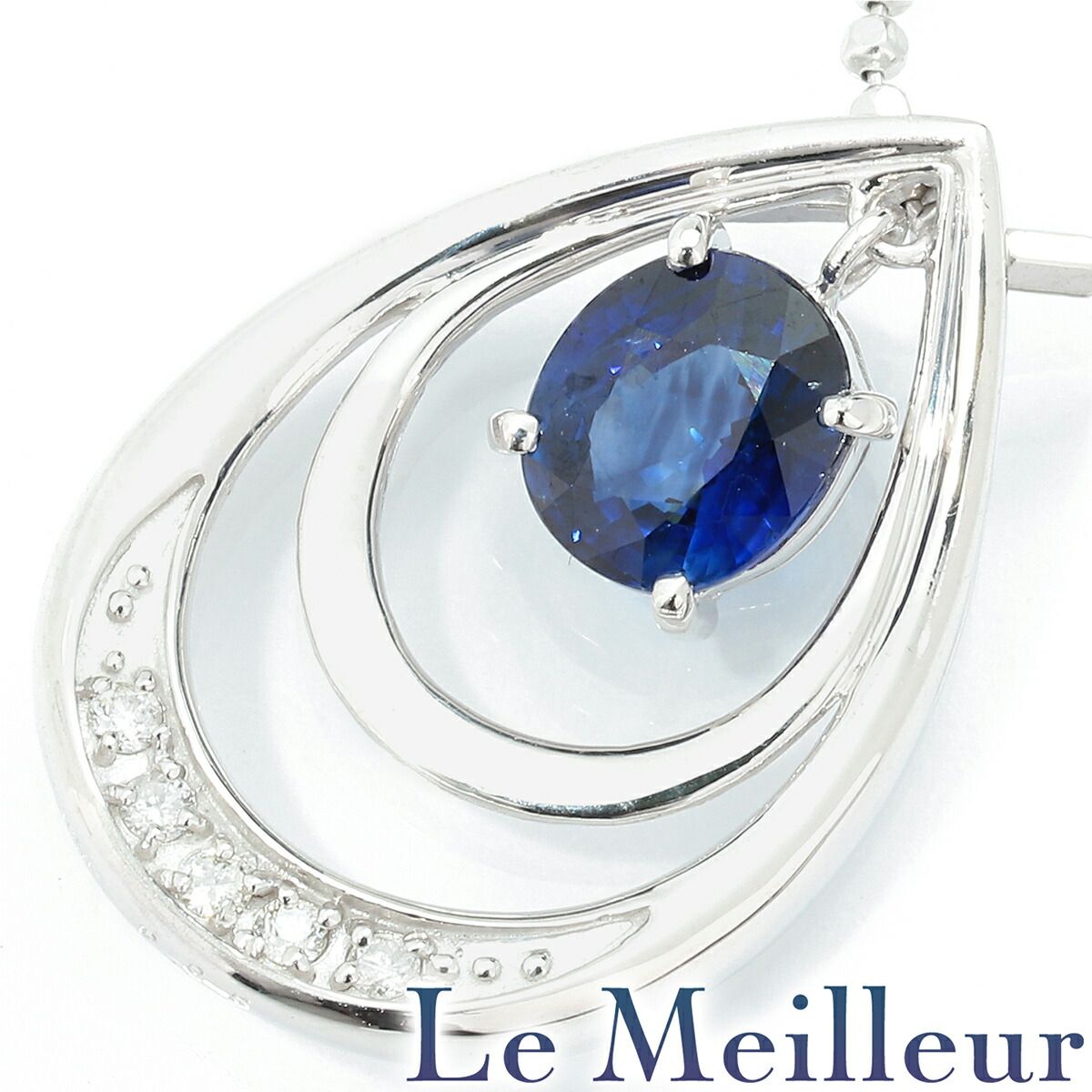 ドロップペンダント サファイア 0.99ct ダイヤモンド K18 中古  