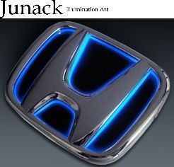 M s GD フィット GD1 GD2 GD3 GD4 2001.06-2007.09 Junack リア リヤ LEDトランスエンブレム スリムライン ブルー 青 ジュナック 社外 パーツ 部品 外装 カスタム 発光 光る GDフィット LTE-H7