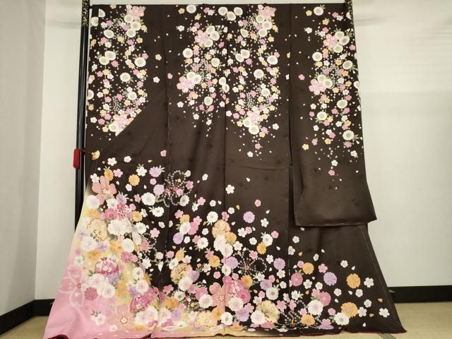 平和屋着物●豪華振袖　刺繍　雪輪花毬文　暈し染め　金糸　金彩　仮絵羽　逸品　未使用　AAAZ3830ck 平和屋着物○豪華振袖 刺繍 雪輪花毬文 暈し染め 金糸 金彩 仮絵羽