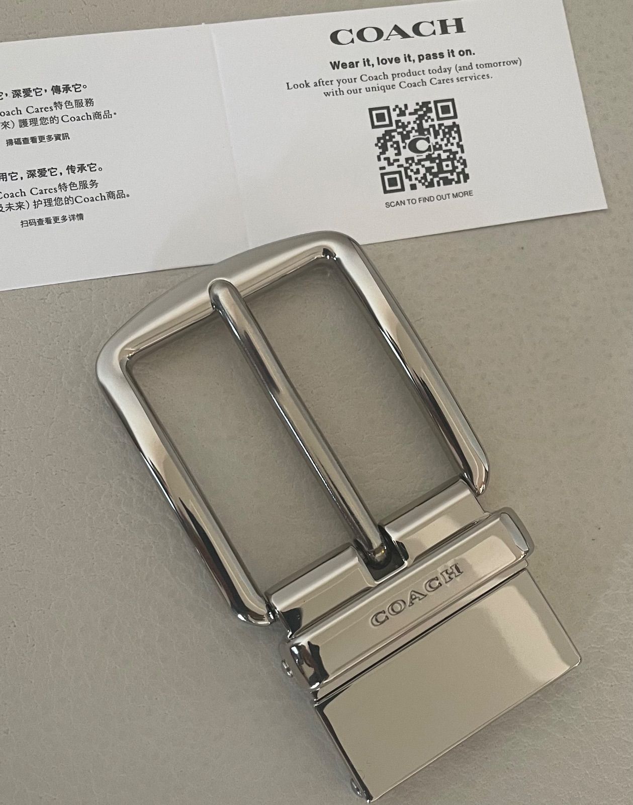 【coach】 ベルト　白 COACHコーチ新品リバーシブルスライド バックルのみ 交換用 幅