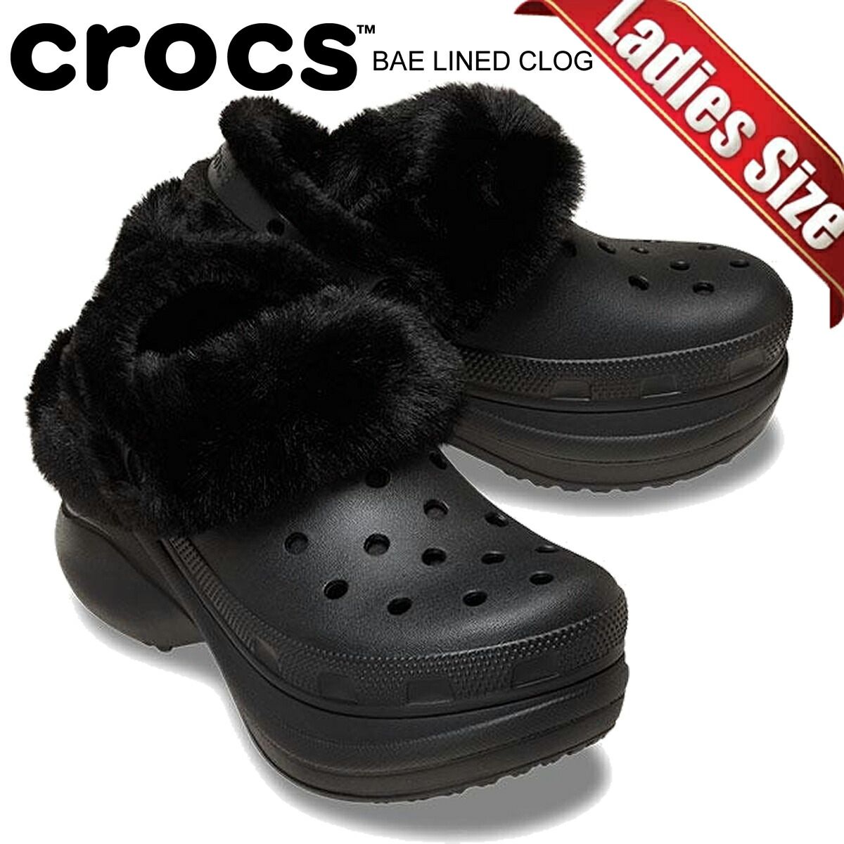 クロックス ベイ ラインド クロッグ ブラック crocs BAE LINED CLOG BLACK 靴 シューズ サンダル ウィメンズ レディース