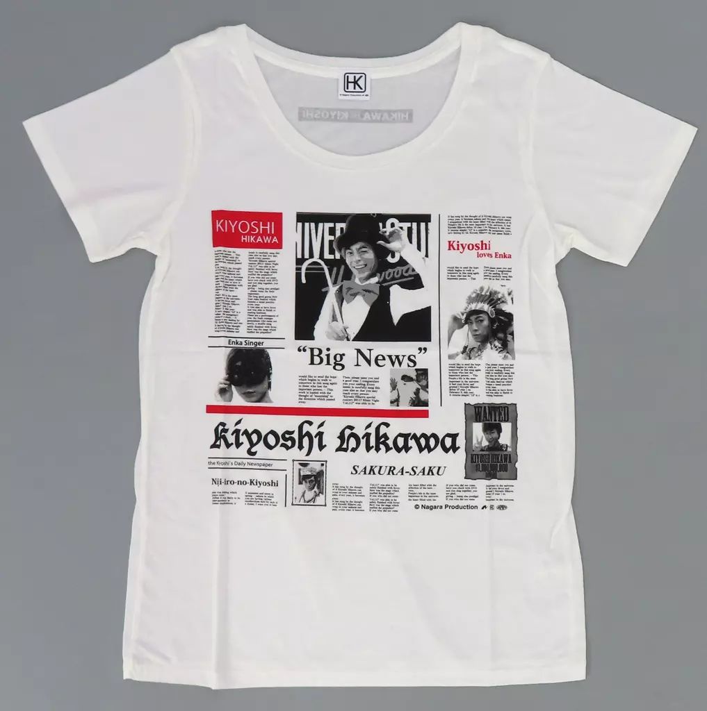 中古】Tシャツ 氷川きよし(新聞) Tシャツ ホワイト Lサイズ