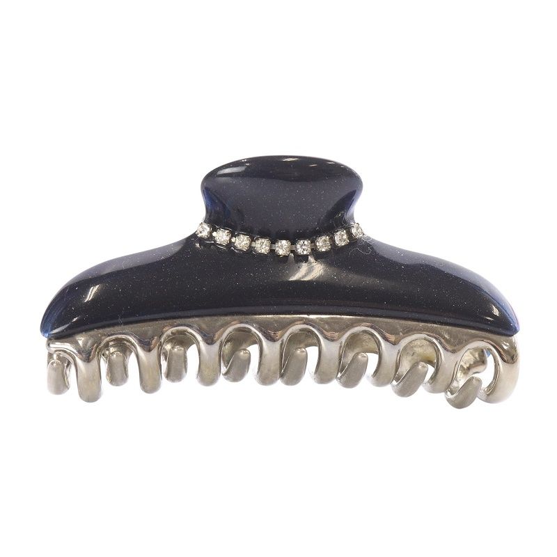 アッカ acca ラインストーン ヘアクリップ M 黒 ブラック シルバー色