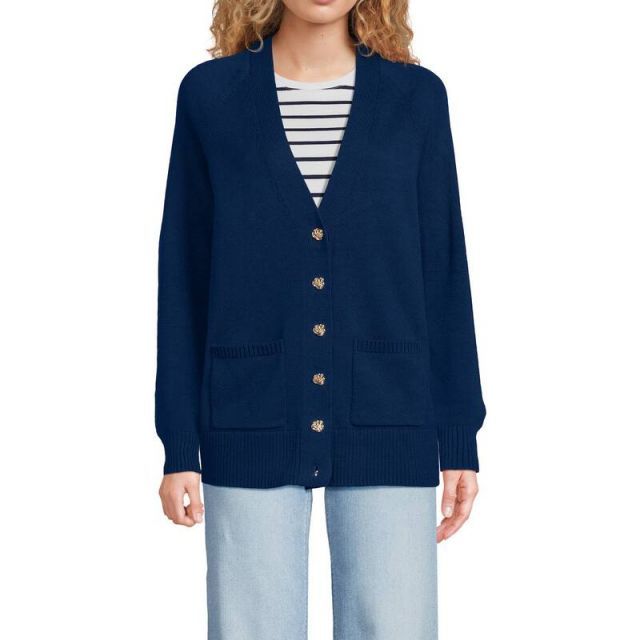 売れ筋商品|||ランズエンド ニット&セーター アウター レディース Women's Drifter Easy Vest Sweater Navy/soft blue breton stripe 545164_LEPP_LF_AUO