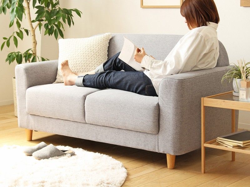 北欧デザインソファ 2.5人掛け IW-710 2人掛け ワイド 幅150cm 北欧 デザイン おしゃれ グレー 布地 ファブリック 天然木 脚付き グレー 岩附 NEXPOTALLINN_EU