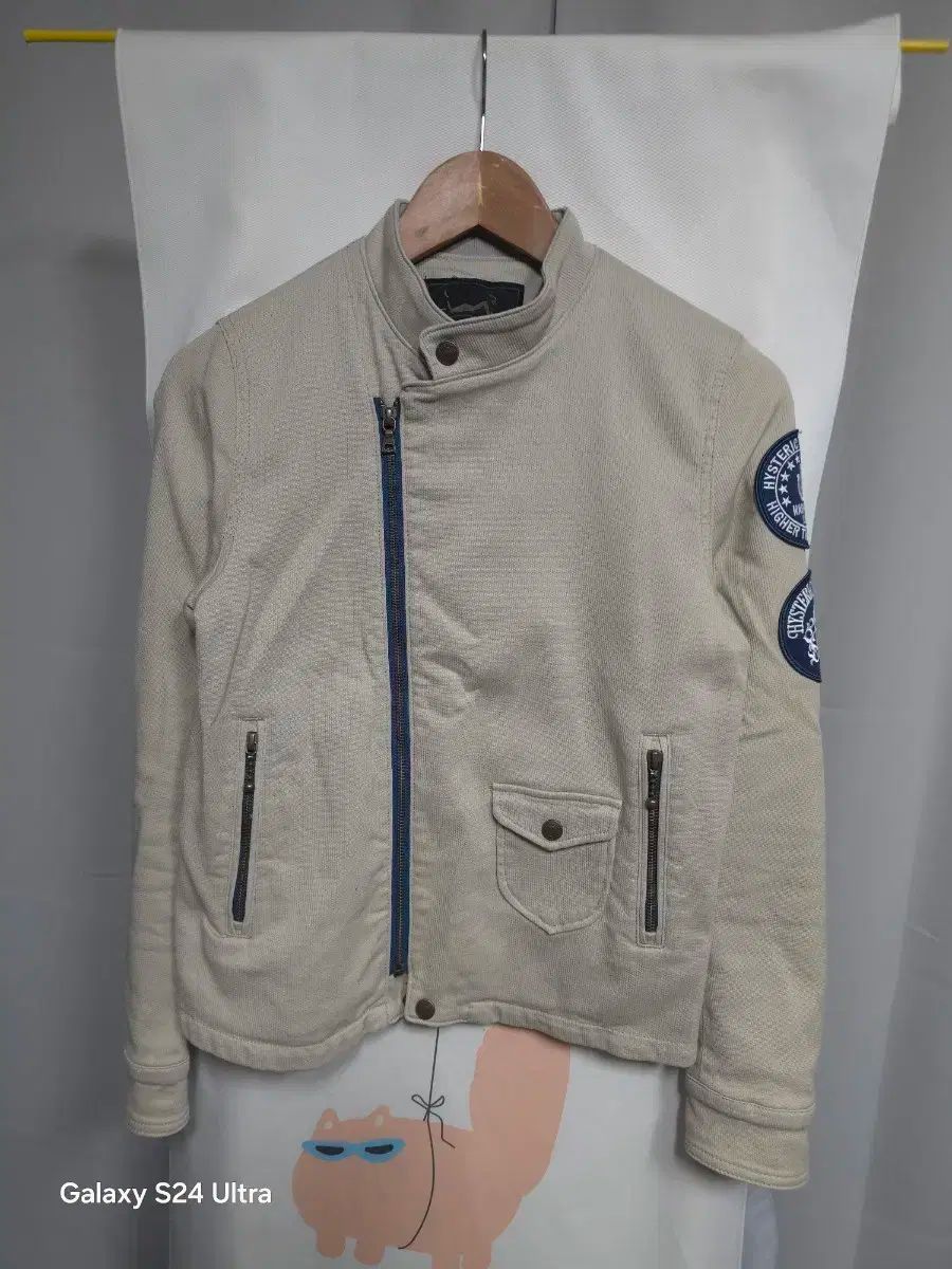 HYSTERIC GLAMOUR ヒステリックグラマー ベージュ パッチ ライダースジャケット