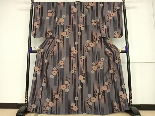 平和屋着物○上質な小紋 枝花間道 暈し染め 正絹 逸品 AAAT3089np