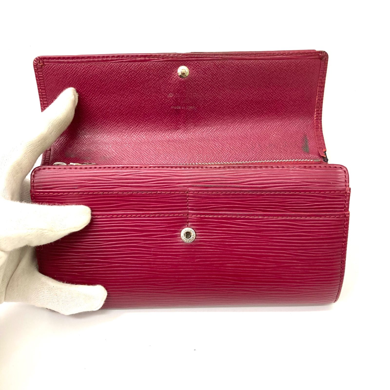 LOUIS VUITTON エピ 新型サラ 財布 ワイン LOUIS VUITTON】ルイヴィトン エピ ポルトフォイユサラ 長財布
