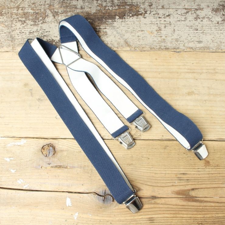 ドイツ製 CAS クリップ式 サスペンダー ゴム ネイビー ブルー EURO ヨーロッパ古着 050824ss253