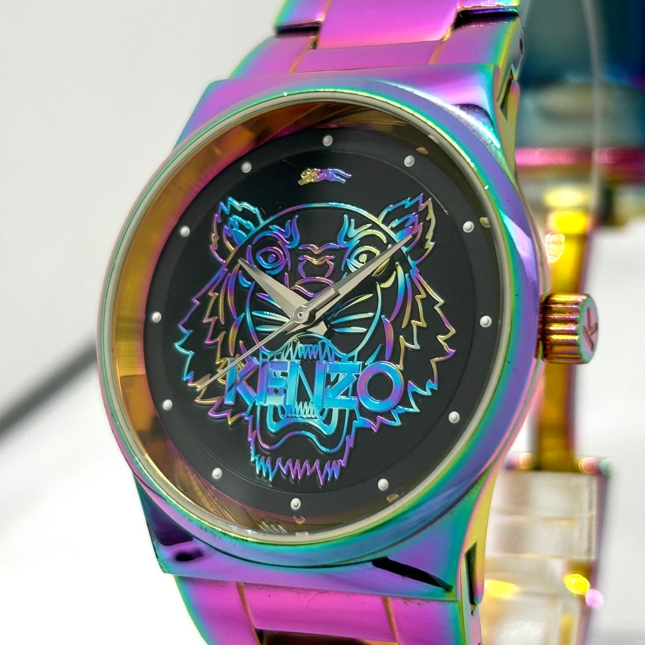 稼働品】KENZO ケンゾー タイガー 腕時計 N.96002M レインボー