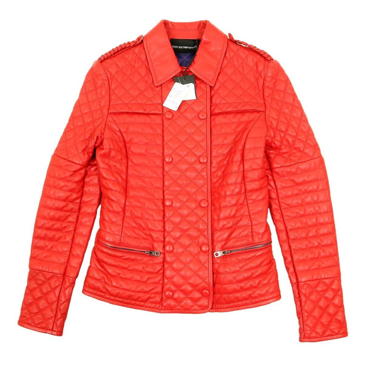 S3571 EMPORIO ARMANI エンポリオアルマーニ レザージャケット ライダースジャケット キルティングジャケット レディース