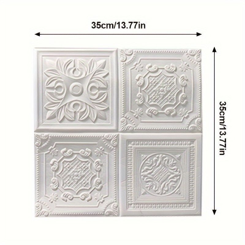 アート 壁紙 20枚 DIY 3D ローマ彫刻スタイル ウォールパネル マルチカラー フォーム ソフト壁紙 34.98×34.98cm ウォールデカール 剥がせる粘着ビニール 防水 防カビ 部屋 家庭用 リビングルーム 
