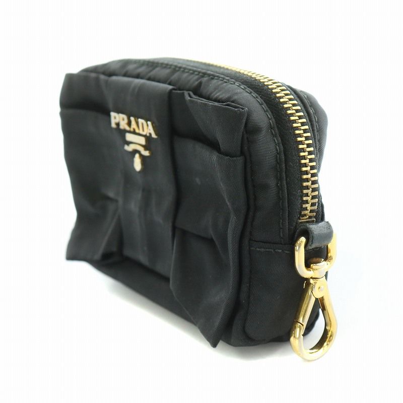 PRADA プラダ ポーチ 黒 リボン ナイロン PRADA プラダ フィオッコ 