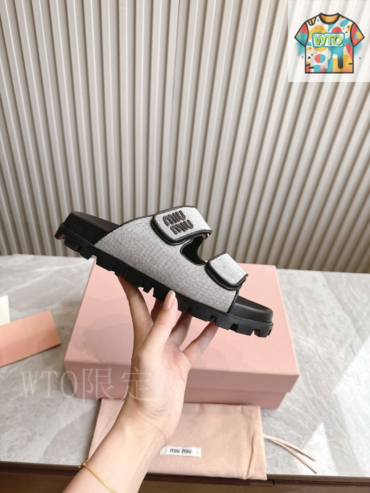 Miu Miu ミュウミュウ 厚底 マジックテープ サンダルスリッパ01 KIN-KAAI_COM