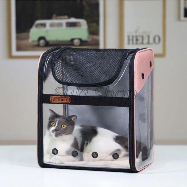 ペット キャリーバッグ 透明 猫犬 ペットバッグ 折りたたみ 通気性 旅行 お出かけ 散歩 携帯ポータブル ペット用品