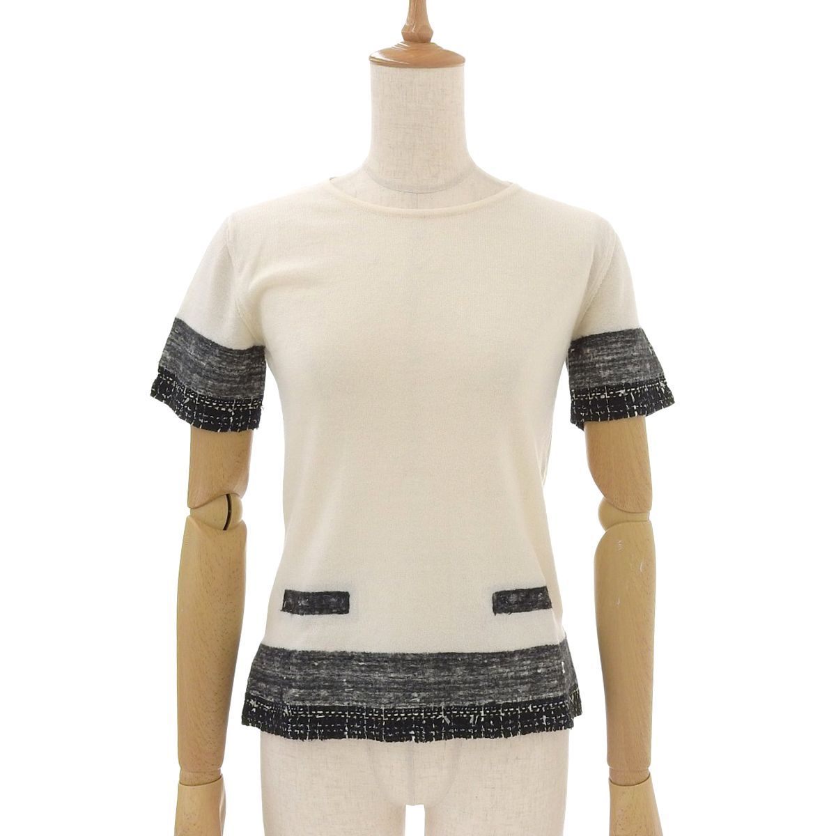 シャネル半袖ニット 8778) 【シャネル】 シャネル CHANEL 半袖ニット カシミア オフ