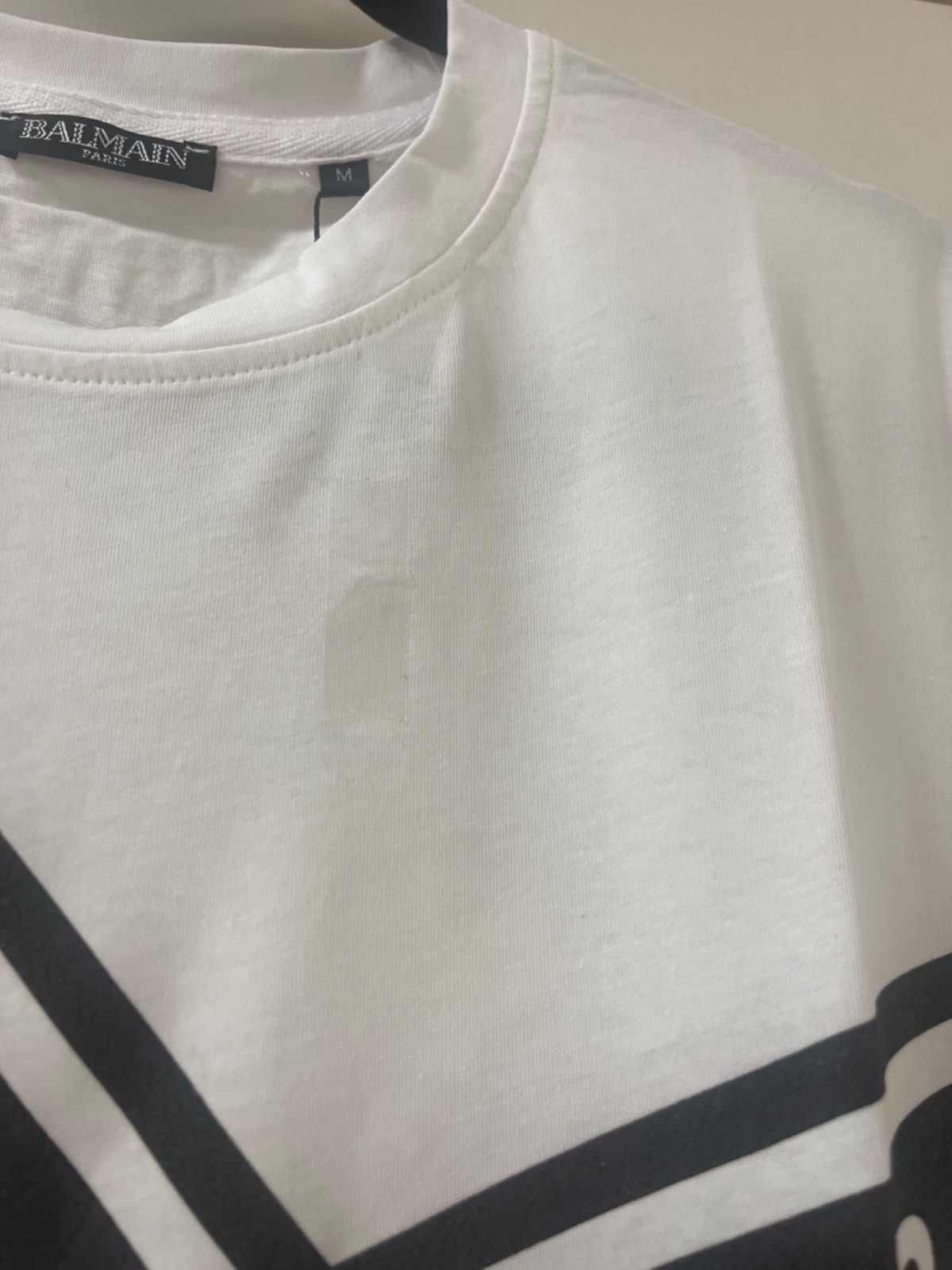訳あり 特価 新品 バルマン BALMAIN メンズ Tシャツ ホワイト 白T ロゴ 
