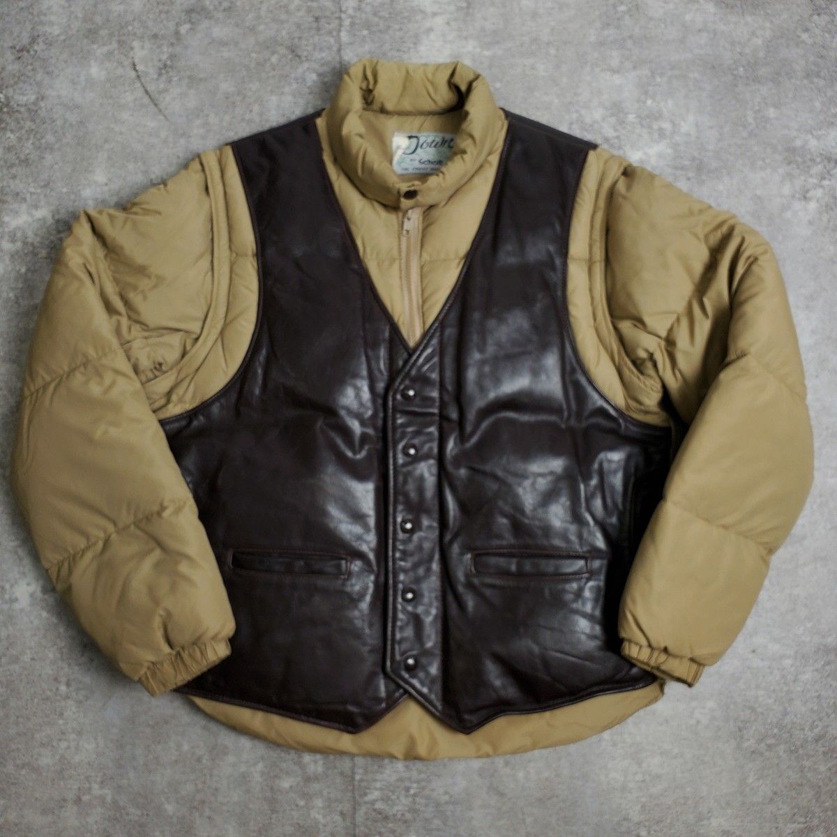 Schott ショット レザー切替 2WAY ダウンジャケット DOWN JACKET メンズ アウター 42 USA製 アメリカ製 カーキ ブラウン  - メルカリ