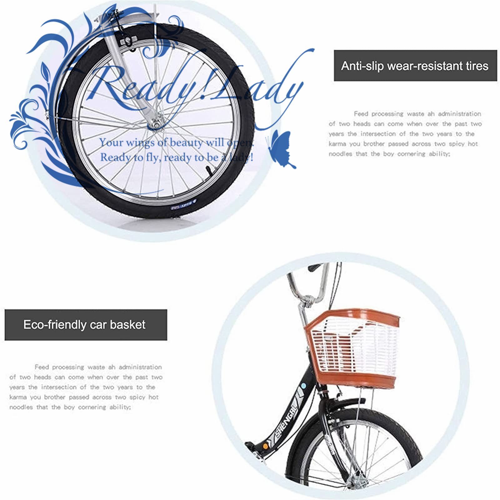 折りたたみ式大人用三輪車20インチ 1スピード 3輪自転車 大人用 三輪