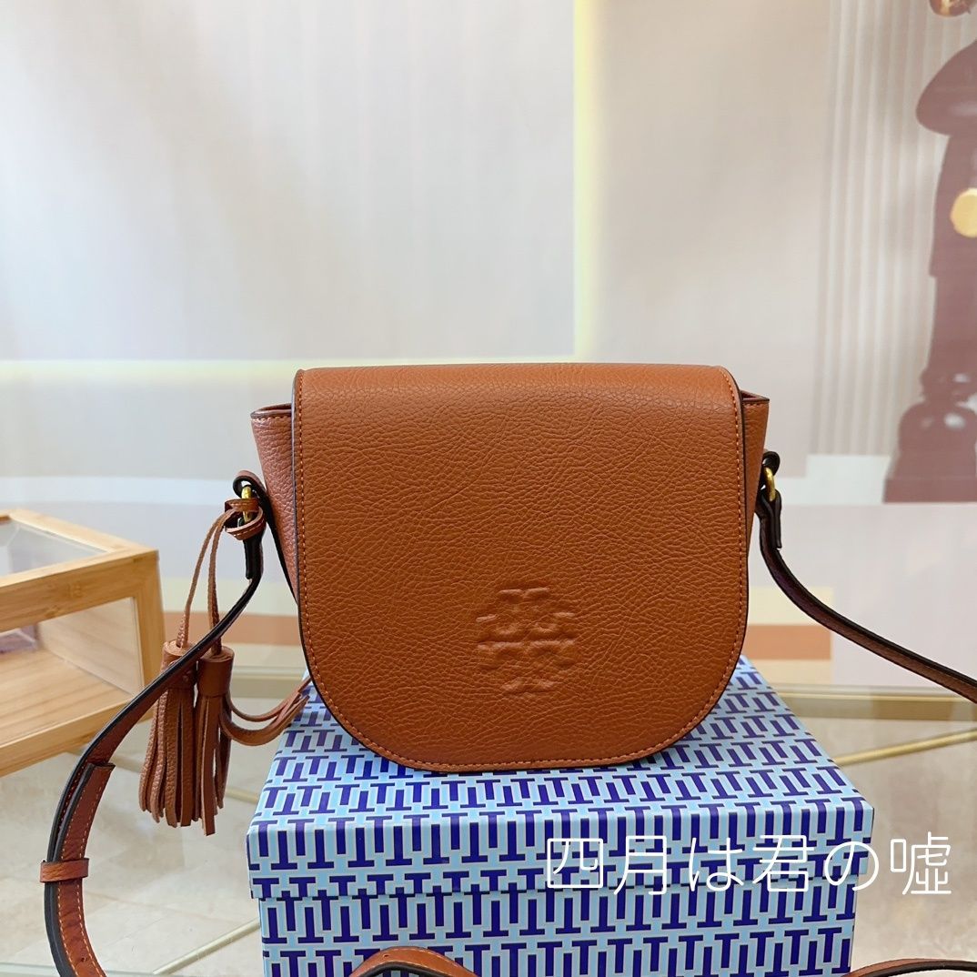 新品未使用 Tory Burch ブラウン レザー チェック柄 ショルダーバッグ 