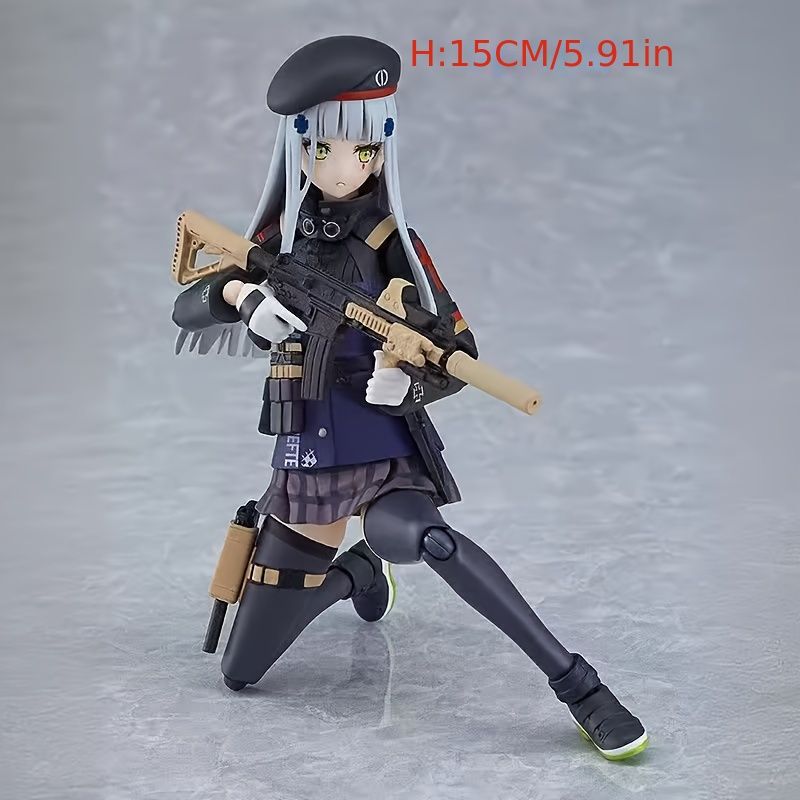 アーティキュレートアニメミリタリーフィギュアモデル - ライフル ベレー帽 タクティカルギア付きの詳細なコレクタブルハンドフィギュア - アニメと軍事愛好家への完璧なギフト - グレー|ホワイトプラスチック アニメフィギュア