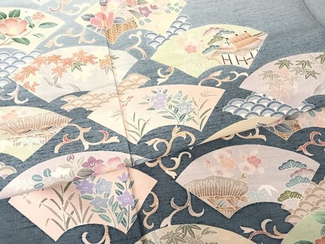 平和屋着物○十日町 加賀草木友禅の第一人者 田村哲彦 訪問着 紬地 地