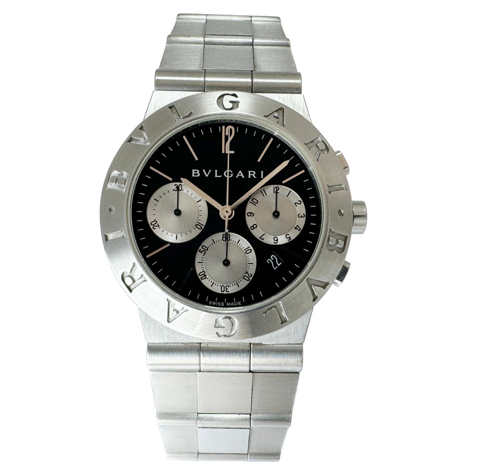 ブルガリ BVLGARI ディアゴノ スポーツ メンズ腕時計 CH35S クロノグラフ クオーツ 黒文字盤