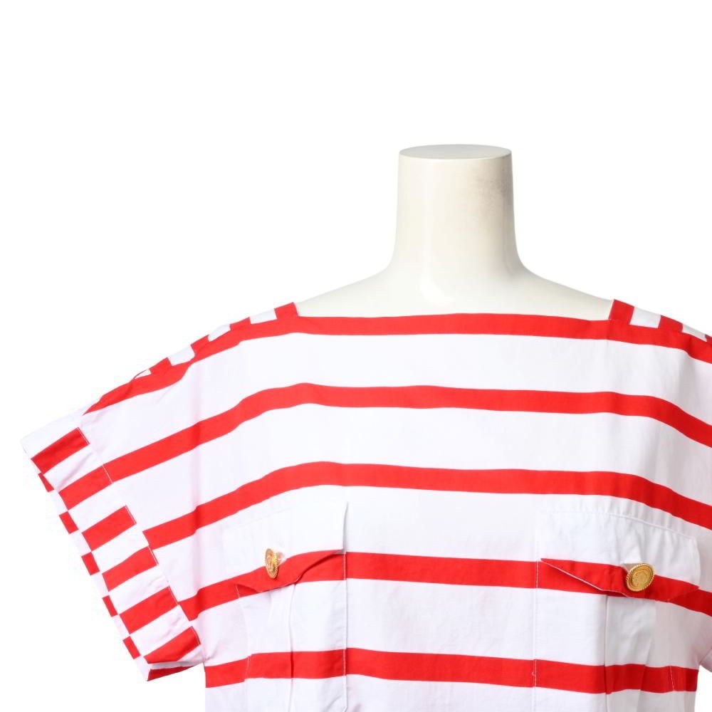 CHANEL ボーダー マリン バックボタン トップス - メルカリ 