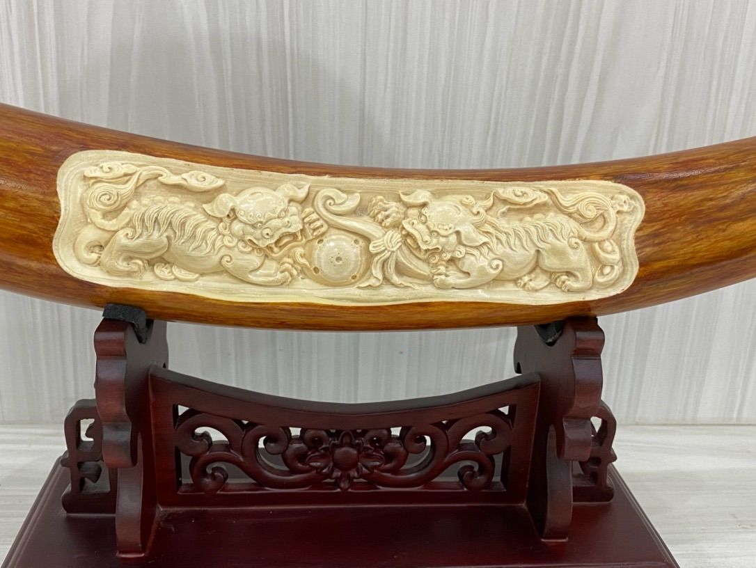 天然マンモス牙美しい手作り彫刻 万事うまく行く 置物飾り 商品名:天然マンモス牙美しい手作り彫刻 万事うまく行く 置物