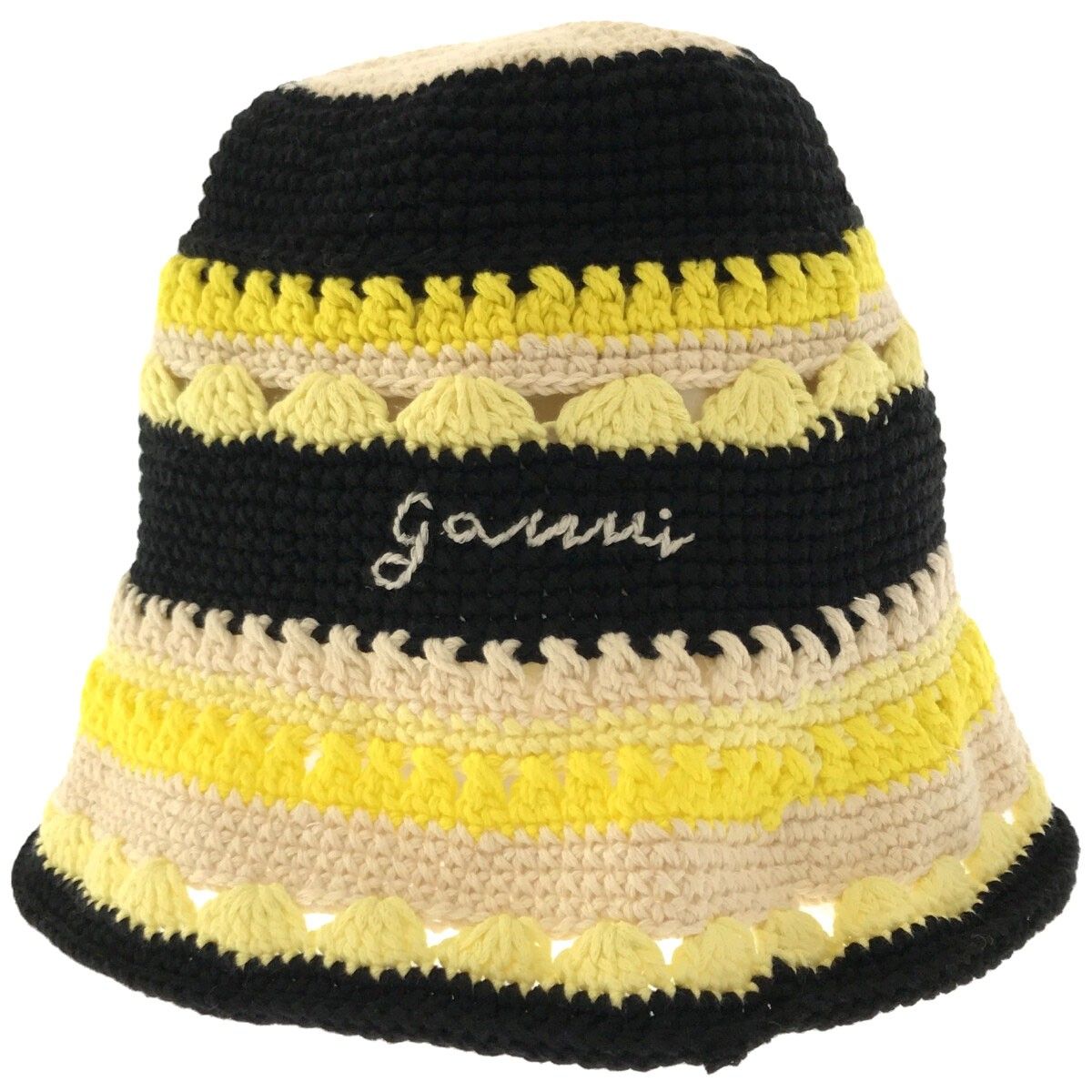 GANNI ガニー 23SS コットンクロッシェバケットハット ブラック 