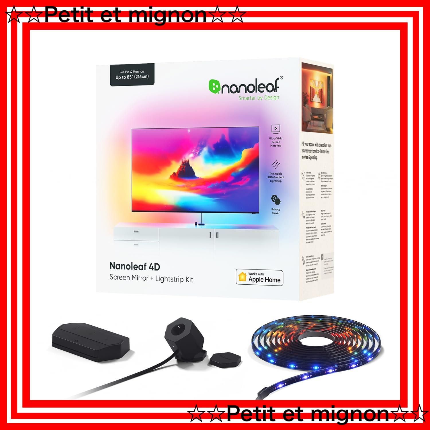 スピード発送 4D スクリーンミラー ライトストリップパック 85インチまでのテレビやモニター用 1680万色 RGBCWマルチカラー Nanoleaf ナノリーフ テープライト ゲーミング部屋 インテリア NF082K06-52LS