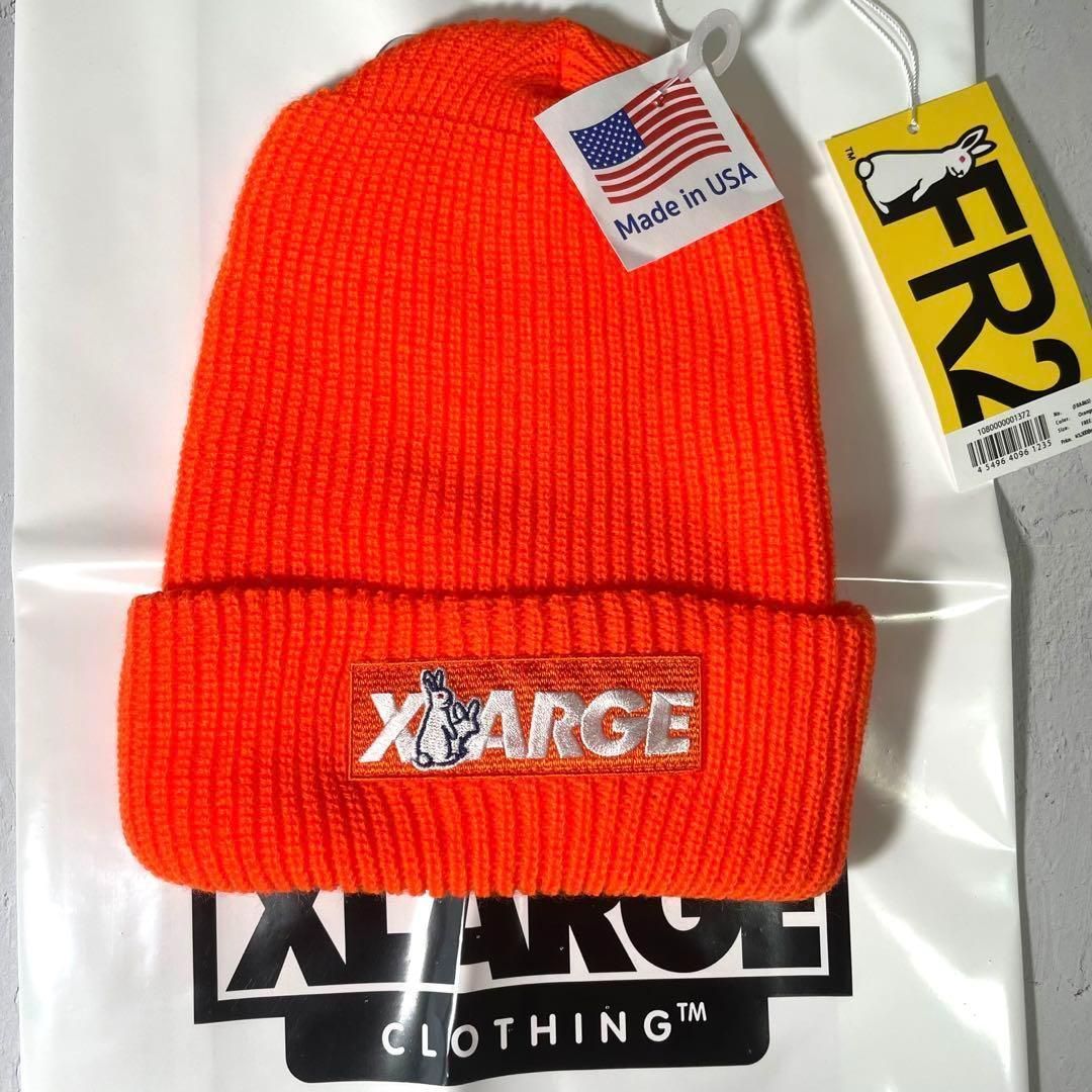 XLARGE × FR2 コラボ ニット帽 ビーニー オレンジ 新品 - ✴︎☆mo