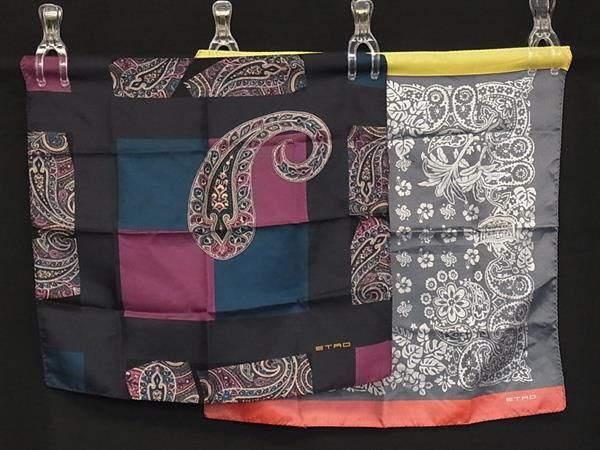 ETRO エトロ　シフォンスト━ル　シルク100% ペイズリー柄 美品】エトロ ETRO シルク100% ペイズリー柄 スカーフ ストール
