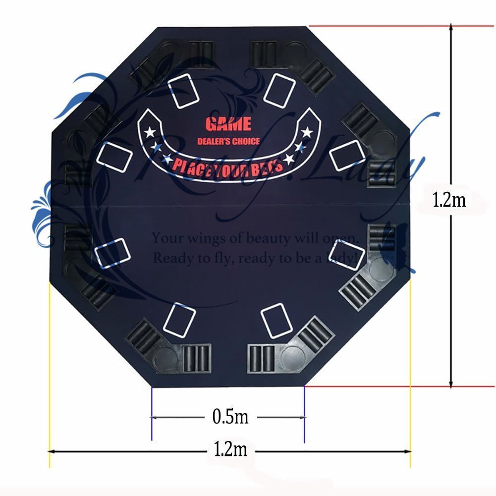 テキサスホールデム折りたたみテーブル、折りたたみ式ポーカートップ、ブラックジャックオクタゴンテーブル、内径48インチ、トートバッグ、 折りたたみ式  テキサスホールデムブラックジャックテーブル ブラックジャック ギャンブル バカラ 高速布 ポーカーテーブル カップ ...