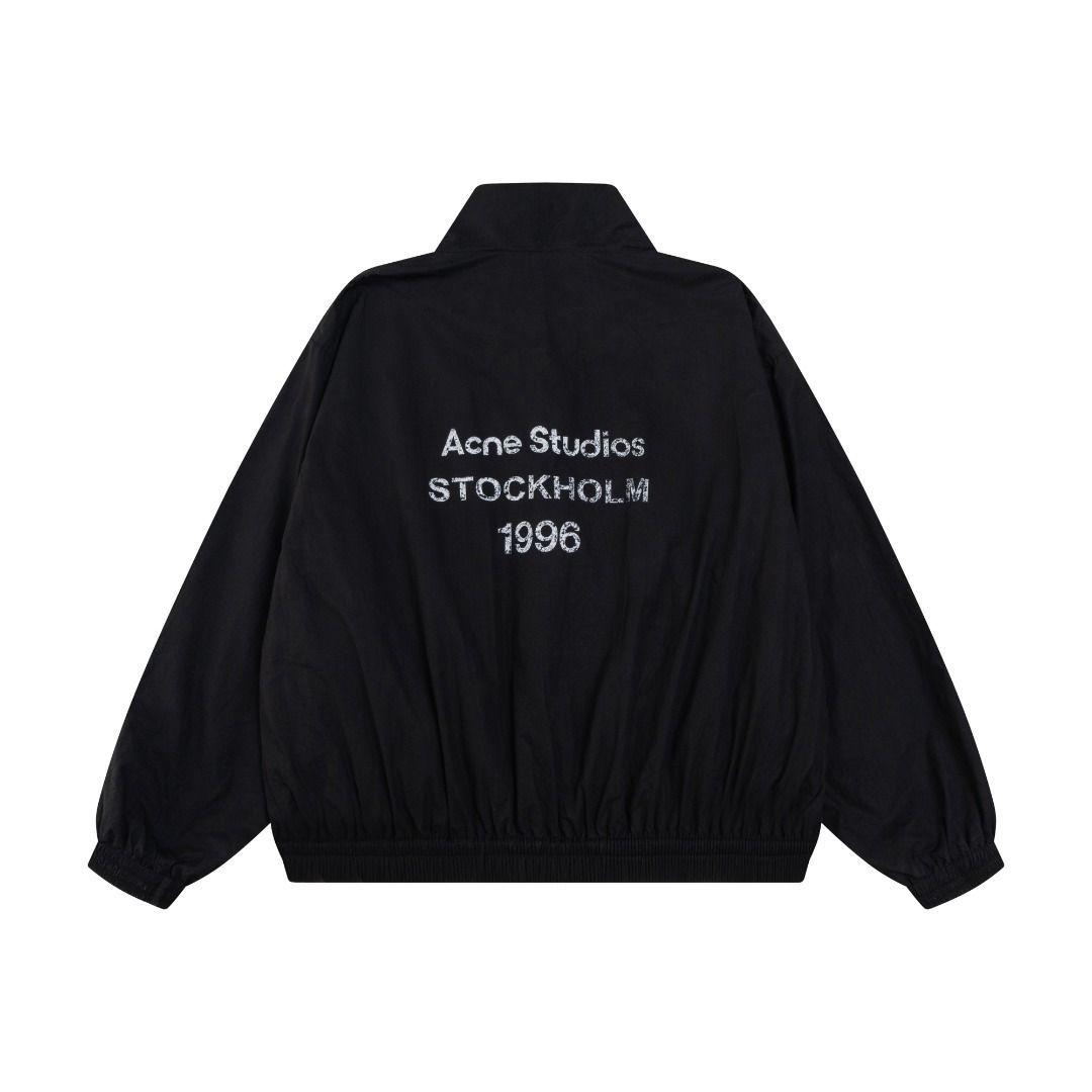 24ss Acne Studios 初秋新作 ヘビーデューティー ウォッシュ加工 エイジング まだらレタープリント ジッパージャケット ジャケット