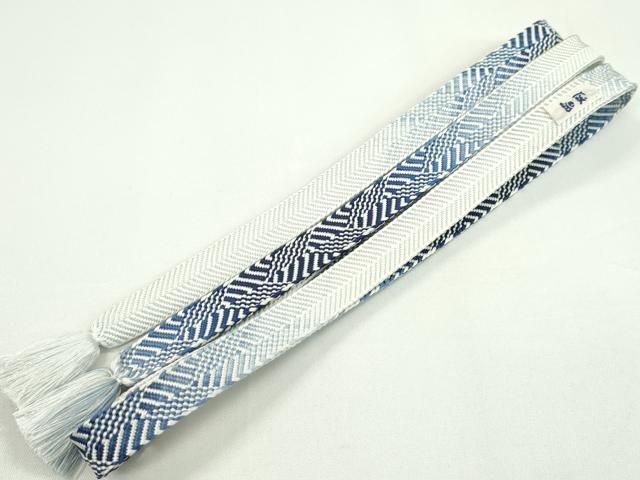 平和屋本店□極上 有職組紐道明 帯締め 笹浪組 つづれ錦 青 宮内庁御用  