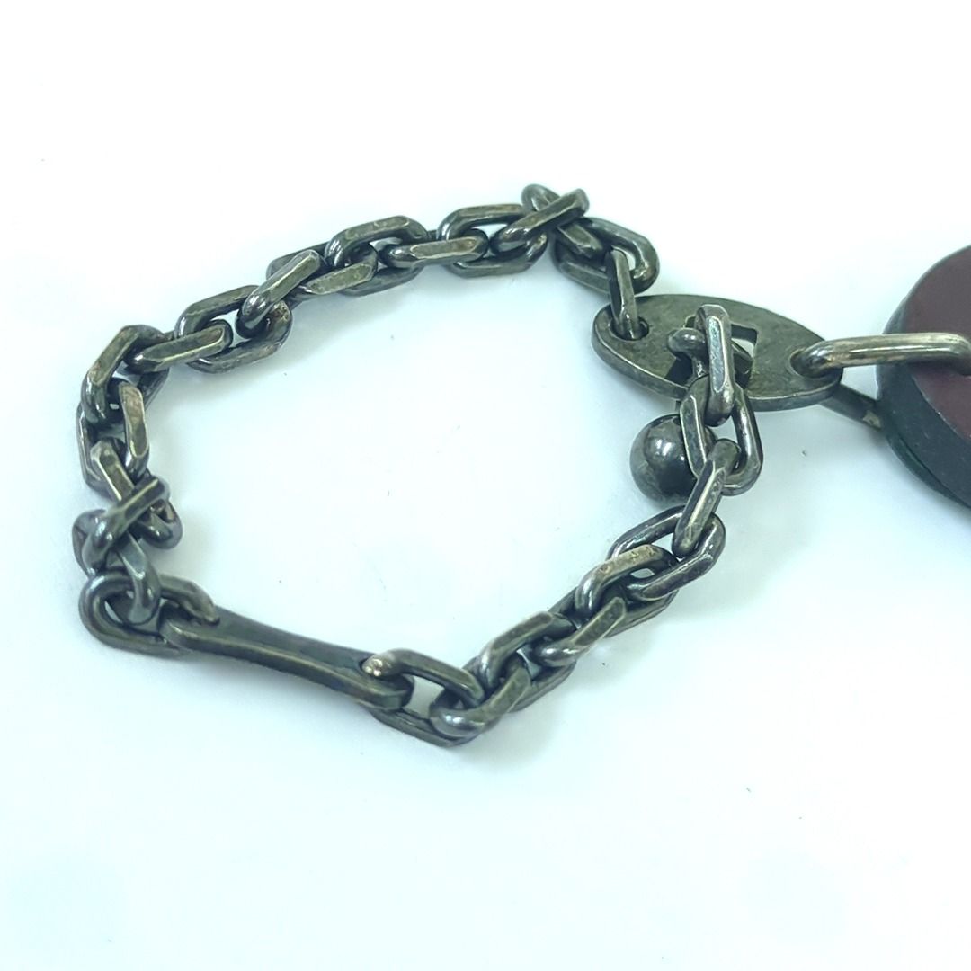 エルメス レザー キーホルダー チャーム プラム ダークパープル シルバー HERMES エルメス レザー キーホルダー チャーム プラム ダーク