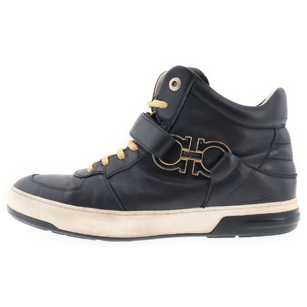 Salvatore Ferragamo (サルヴァトーレ フェラガモ) Leather High Top Sneaker レザーハイカットスニーカー ブラック 31406