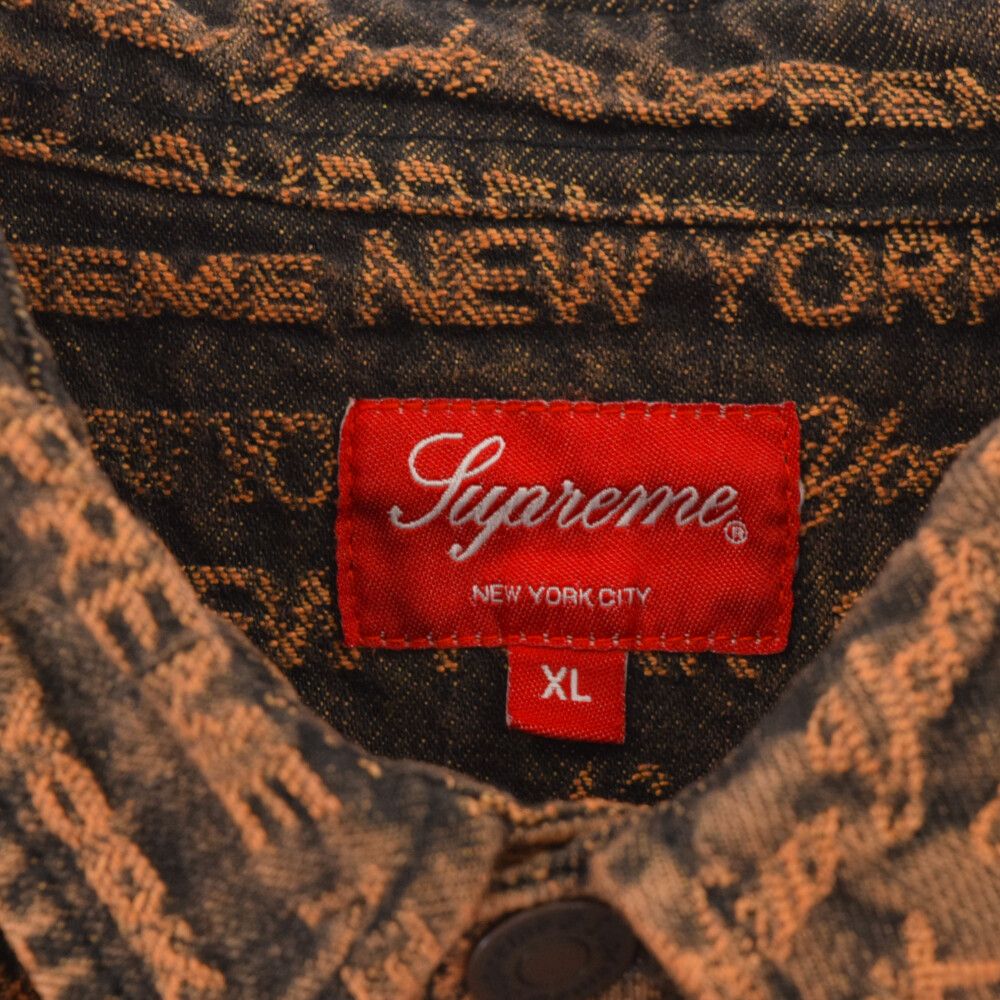 SUPREME シュプリーム 22AW Multi Type Jacquard Denim Shirt マルチジャガードロゴ ロングスリーブシャツ ジャケット インディゴ